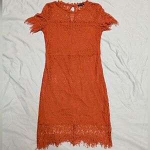 Chic Orange Lace Mini Dress